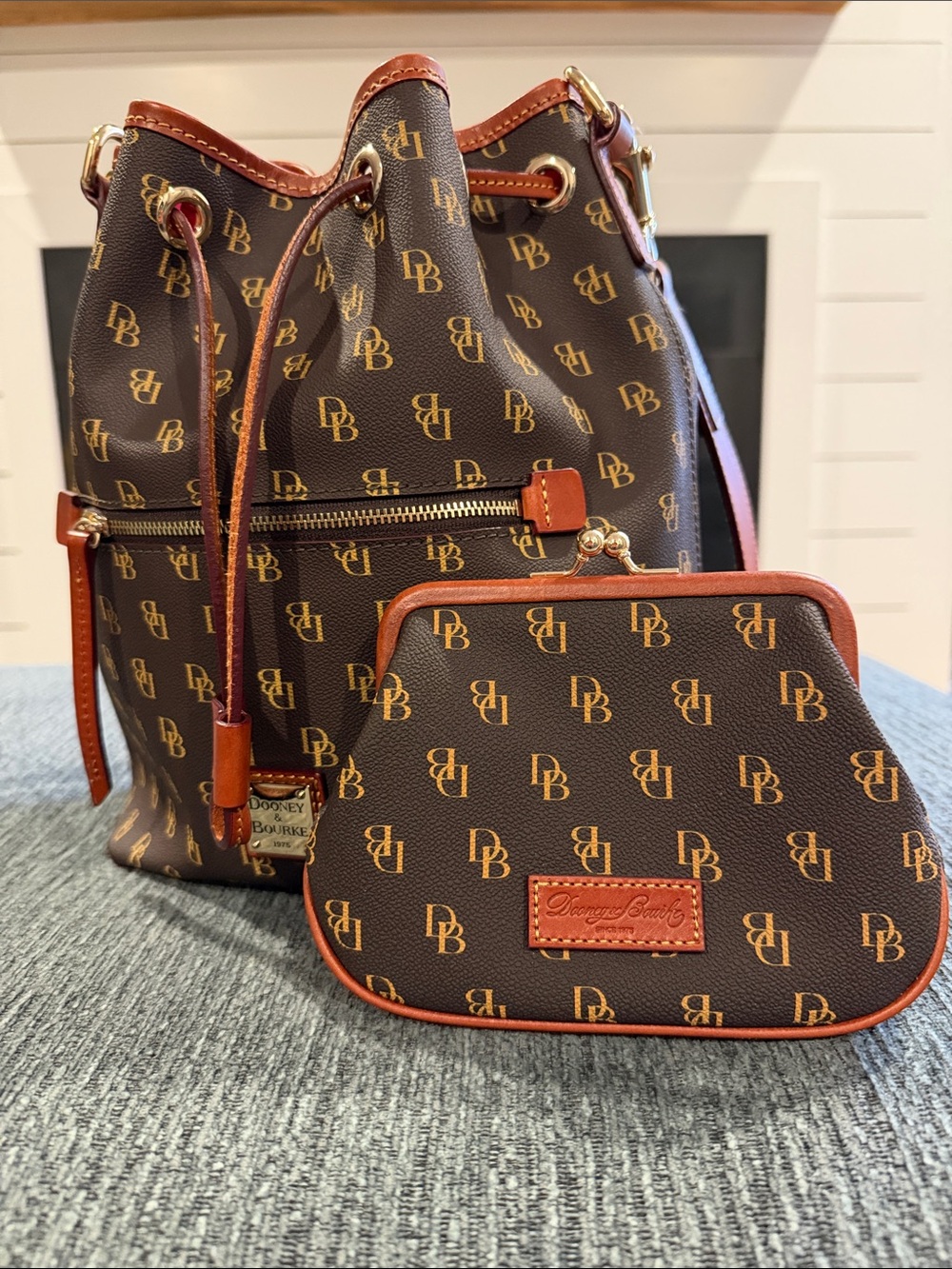 Dooney & Bourke Brown tmoro Greta drawstring with wallet